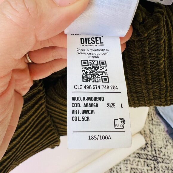 Diesel K-Moreno oversized Men Cardigan, Size L - Picture 9 of 9